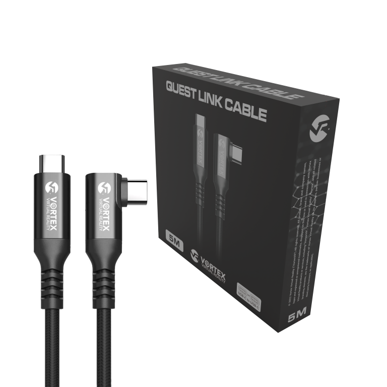 Oculus Link VortexVR Kabel 5m + Festemiddel | USB-C | Quest 2, Quest 3 | SteamVR | SideQuest